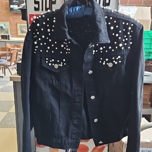 Levi's Black Denim Jacket with Pearl Embellishments